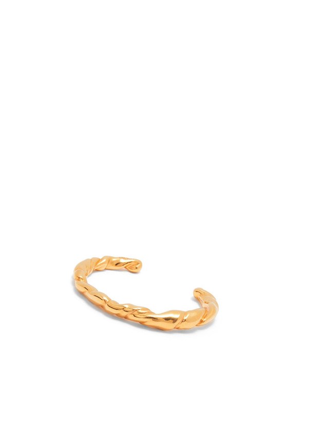 Loewe Thin nappa twist cuff in sterling silver Dorados | QOLJP-9846