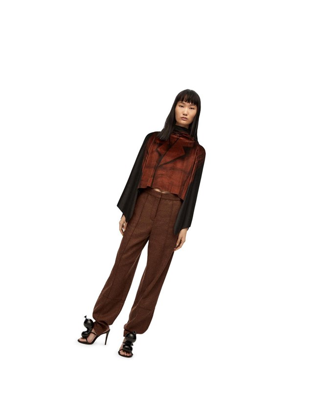 Loewe Trompe l'oeil top in velvet Marrom Negros | TQXNP-1865