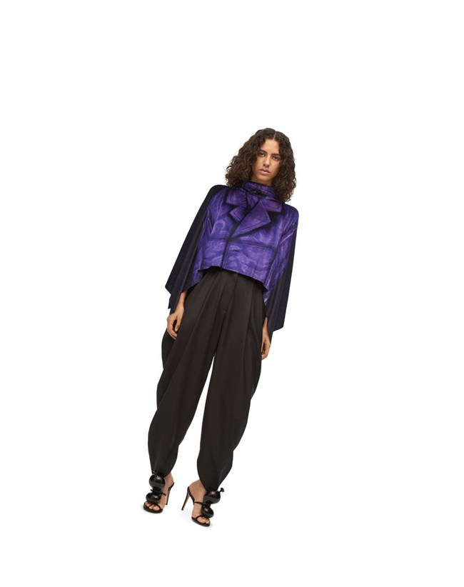 Loewe Trompe l'oeil top in velvet Morados Negros | PWJYN-1357