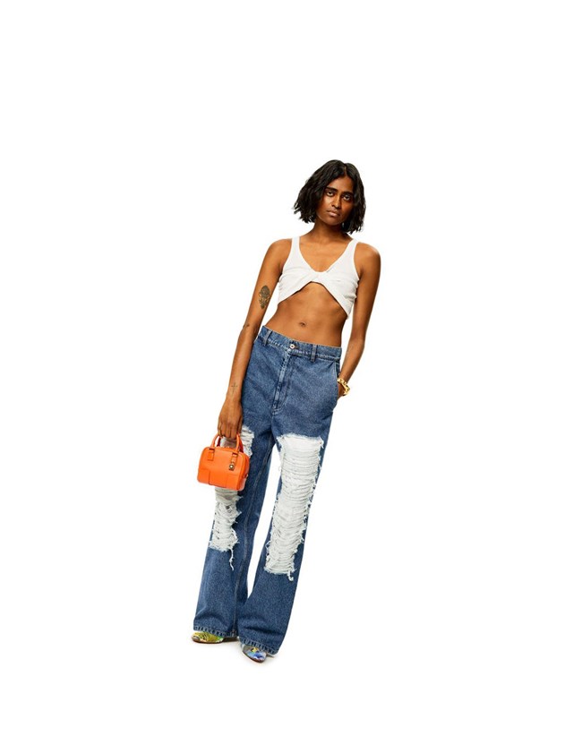Loewe Twisted bra top in cotton Blancos | KUSPN-5679