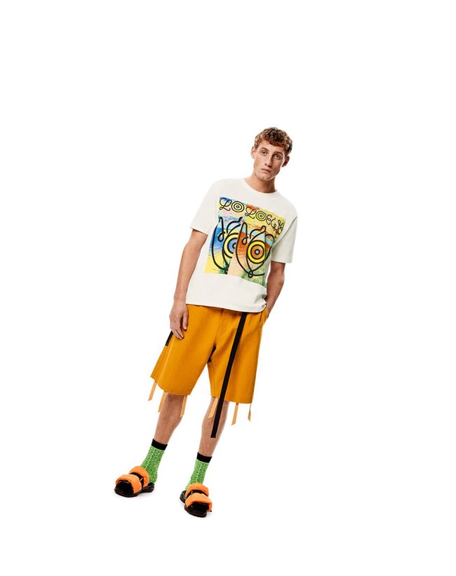 Loewe Upcycled logo T-shirt in cotton Blancos Multicolor | GHEZC-2086