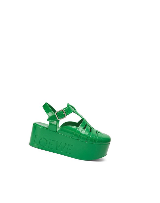 Loewe Wedge sandal in rubber Verdes | YKQVC-6413
