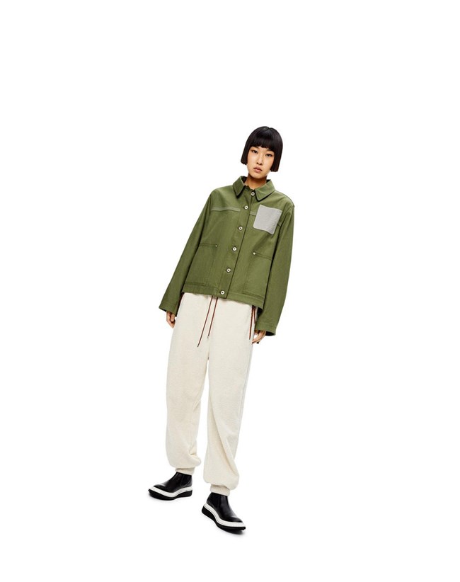 Loewe Workwear jacket in cotton and linen Verdes | PSHCY-4269
